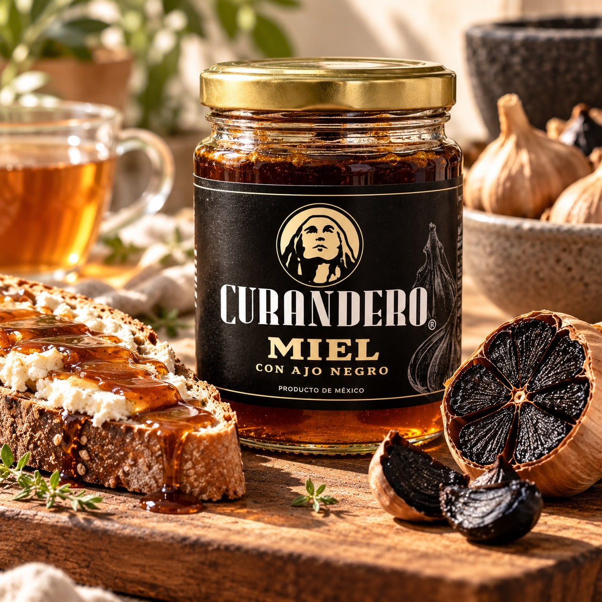 Miel de Abeja Natural Orgánica con Ajo Negro Curandero — 360 g