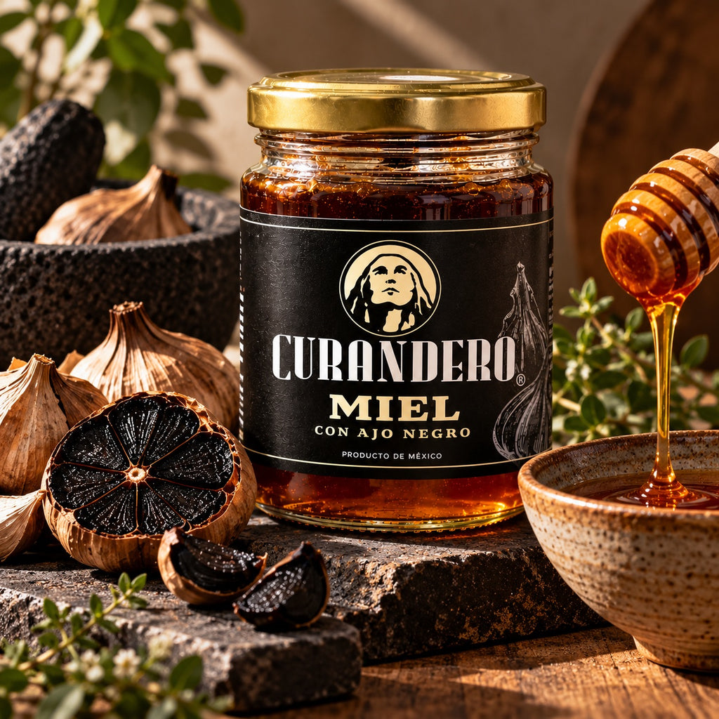 Miel de Abeja Natural Orgánica con Ajo Negro Curandero — 360 g