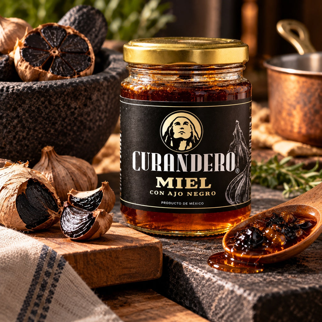 Miel de Abeja Natural Orgánica con Ajo Negro Curandero — 360 g