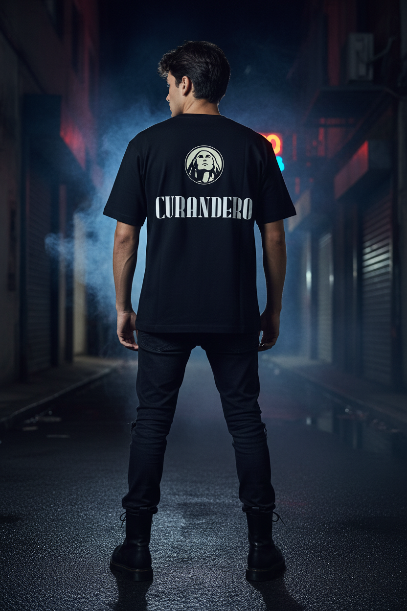 Playera Curandero modelo espalda